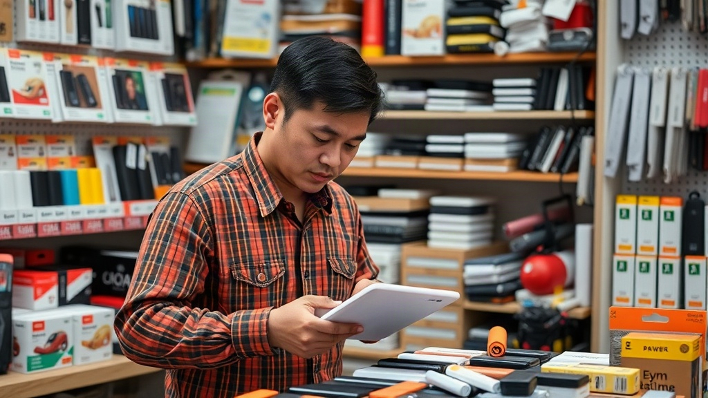 Chủ shop đánh giá lô sạc dự phòng nhập thử trước khi tăng đơn