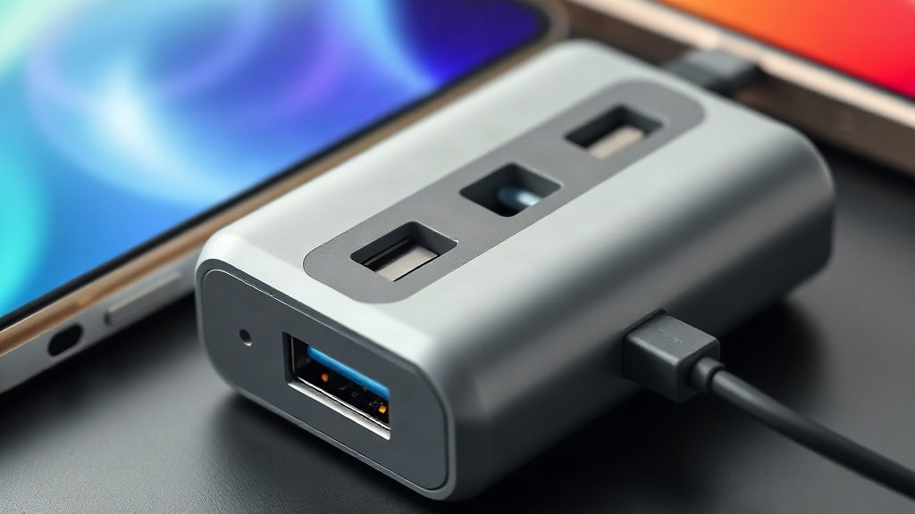 Các cổng USB-C và USB-A trên sạc dự phòng đang cấp nguồn cho nhiều thiết bị Các cổng USB-C và USB-A trên sạc dự phòng đang cấp nguồn cho nhiều thiết bị
