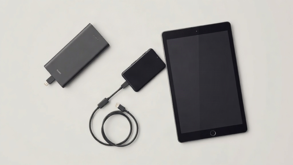 Sạc dự phòng cùng điện thoại, máy tính bảng và cáp USB-C trong phần giải đáp