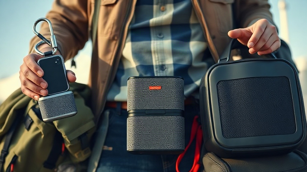 Người dùng so sánh kích thước và khả năng mang theo của loa Bluetooth Người dùng so sánh kích thước và khả năng mang theo của loa Bluetooth