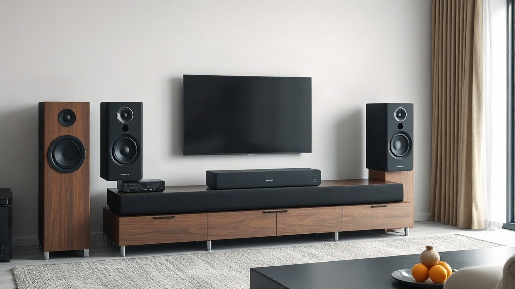 Hệ thống soundbar mở rộng với subwoofer và loa surround