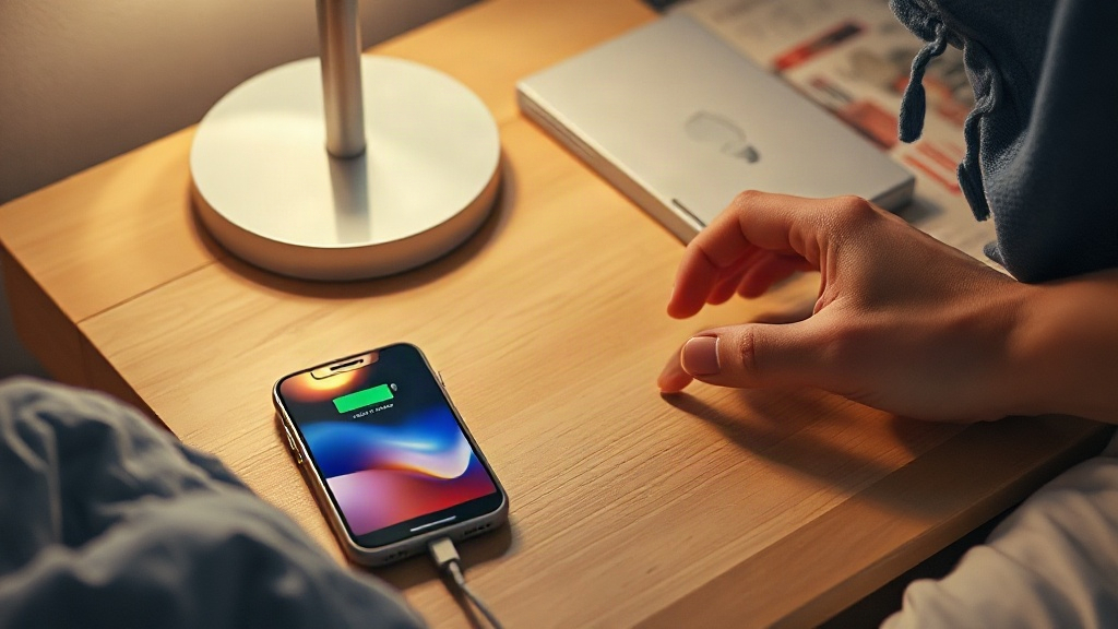 Người dùng kiểm tra củ sạc và điện thoại trong quá trình sạc