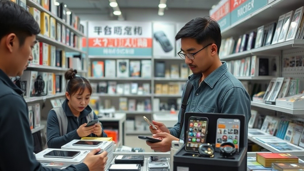 Chủ cửa hàng so sánh mẫu phụ kiện từ nhiều nguồn sỉ khác nhau