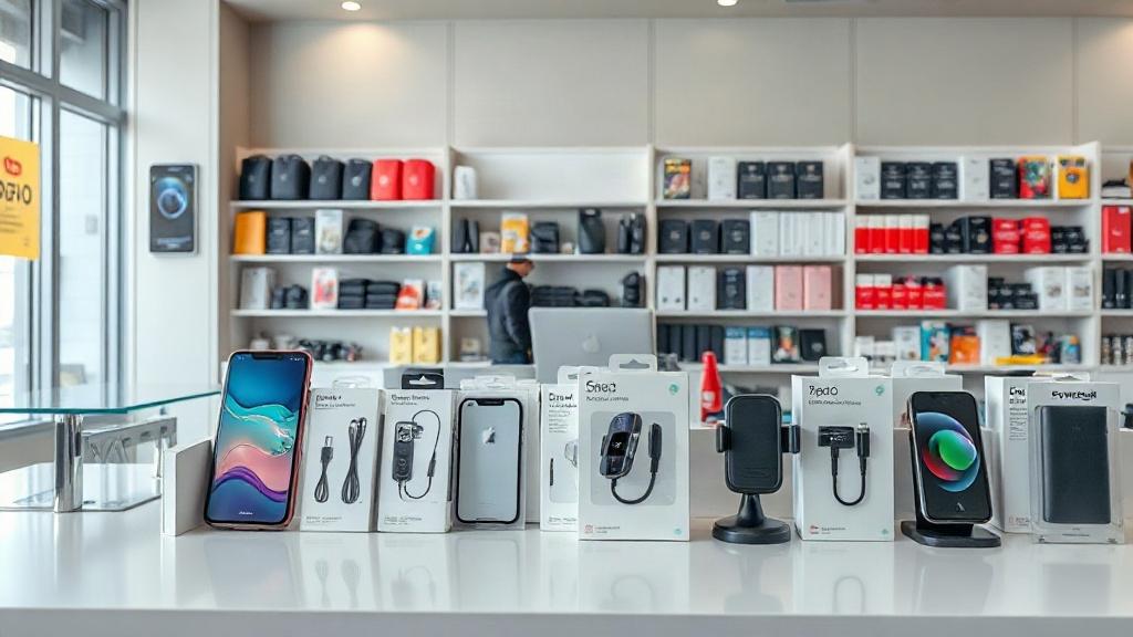 Quầy phụ kiện được sắp xếp theo nhóm sản phẩm bổ trợ nhau Quầy phụ kiện được sắp xếp theo nhóm sản phẩm bổ trợ nhau