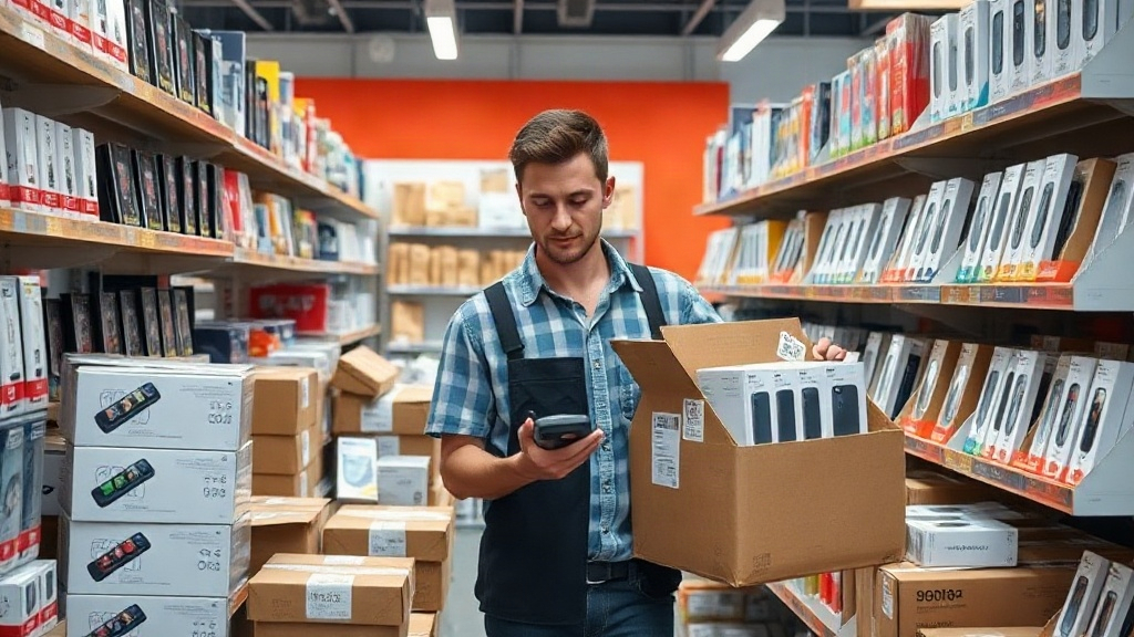 Nhân viên đối chiếu phụ kiện khi thực hiện quy trình nhập kho Nhân viên đối chiếu phụ kiện khi thực hiện quy trình nhập kho