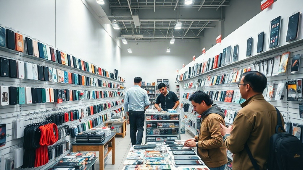 Khu bán sỉ trưng bày nhiều nhóm phụ kiện điện thoại Khu bán sỉ trưng bày nhiều nhóm phụ kiện điện thoại