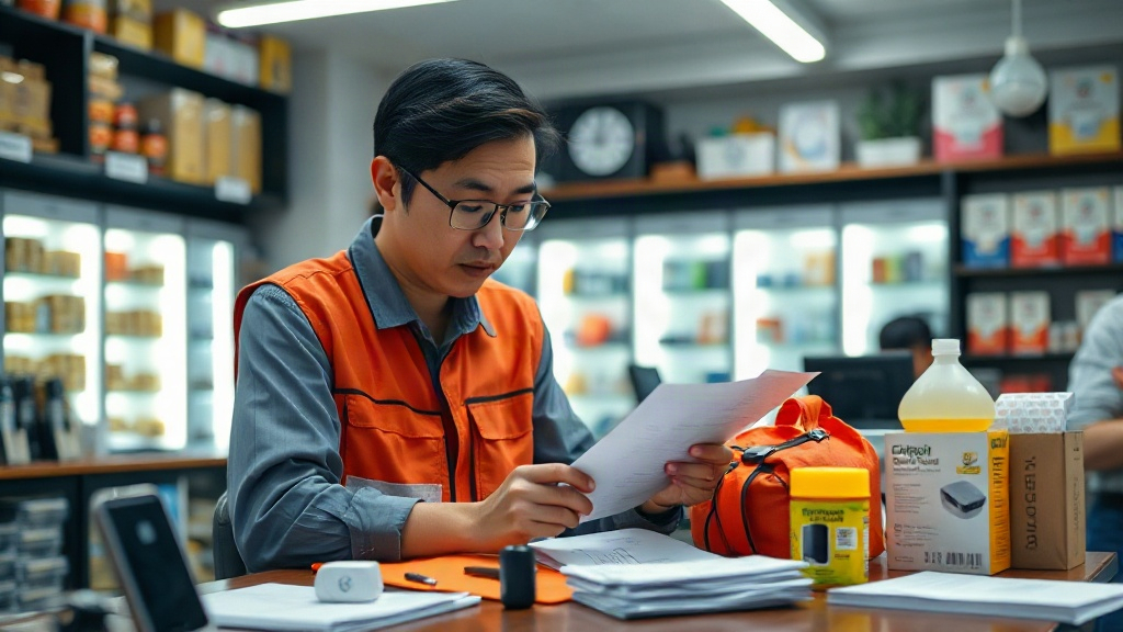 Người nhập hàng kiểm tra mẫu củ sạc và hồ sơ từ nhà cung cấp Người nhập hàng kiểm tra mẫu củ sạc và hồ sơ từ nhà cung cấp