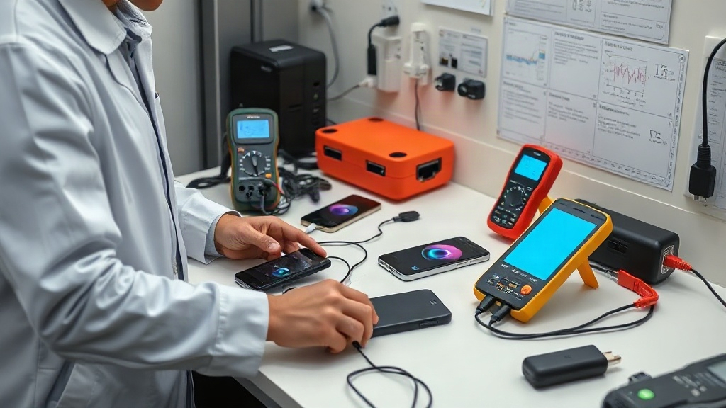 Test dây sạc, củ sạc và sạc dự phòng bằng thiết bị thực tế trước khi nhập sỉ