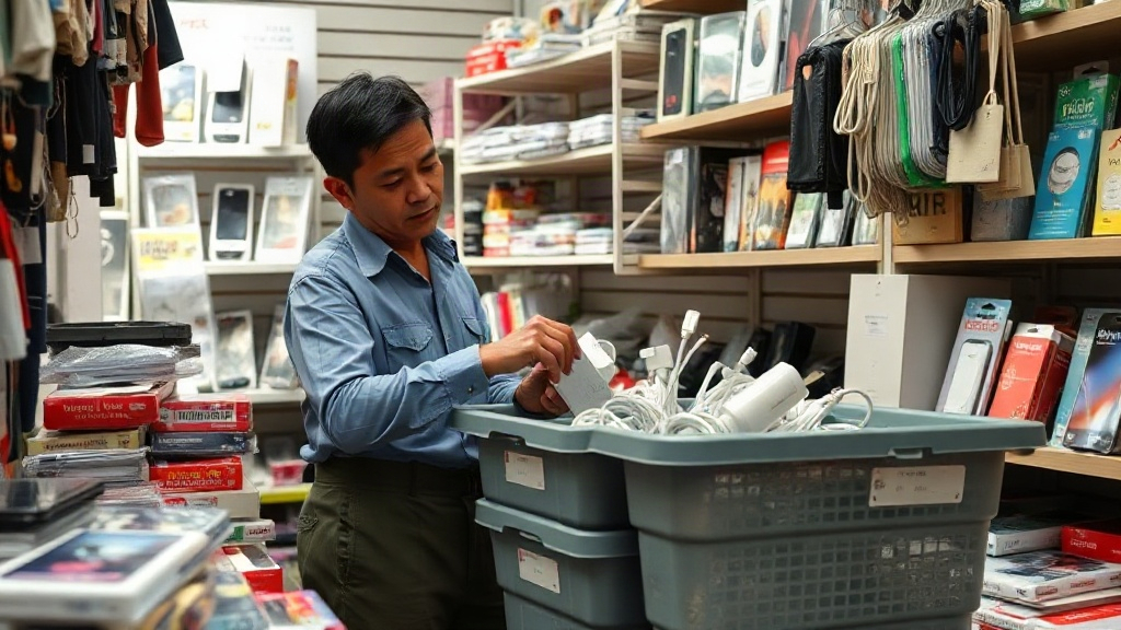 Chủ shop sắp xếp danh mục phụ kiện nhập hàng ban đầu