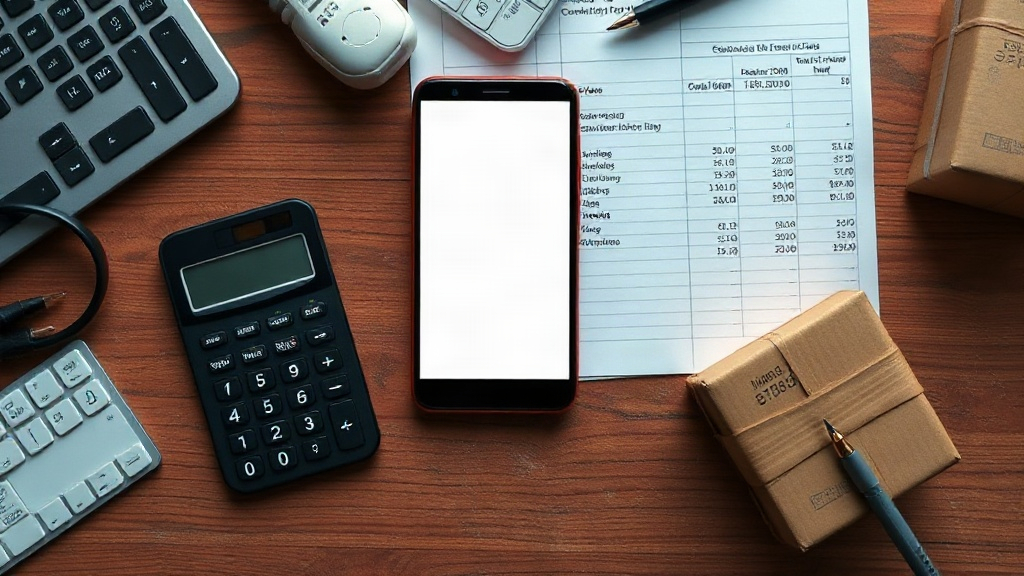 Bàn làm việc dùng để tính giá nhập, phí giao hàng và lợi nhuận phụ kiện