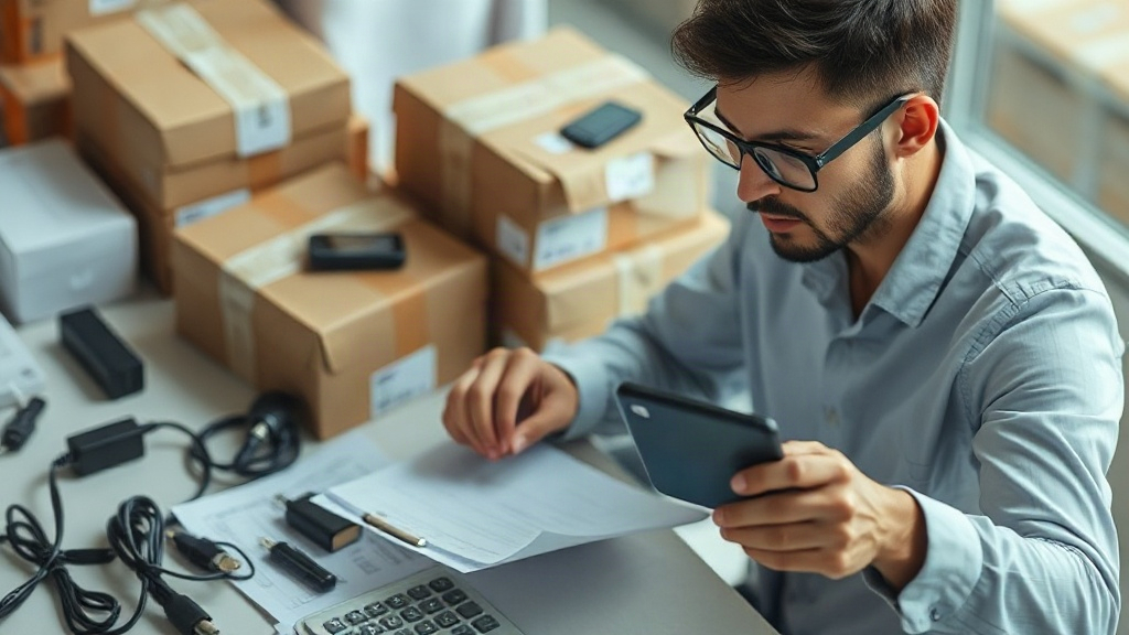 Người bán tính tổng chi phí nhập phụ kiện điện thoại