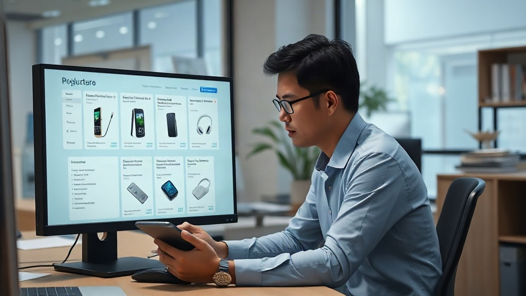 Nhân viên thu mua lập danh sách so sánh các nhà cung cấp phụ kiện điện thoại