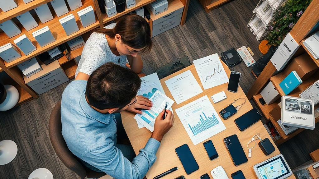 Chủ cửa hàng đối chiếu nhu cầu trước khi nhập phụ kiện điện thoại Chủ cửa hàng đối chiếu nhu cầu trước khi nhập phụ kiện điện thoại