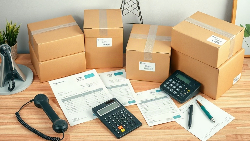 Bàn làm việc dùng để tính giá hàng, vận chuyển và đóng gói