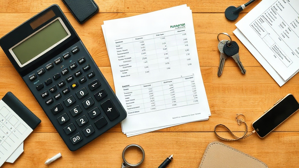 Máy tính và bảng dự toán dùng để phân chia chi phí mở cửa hàng