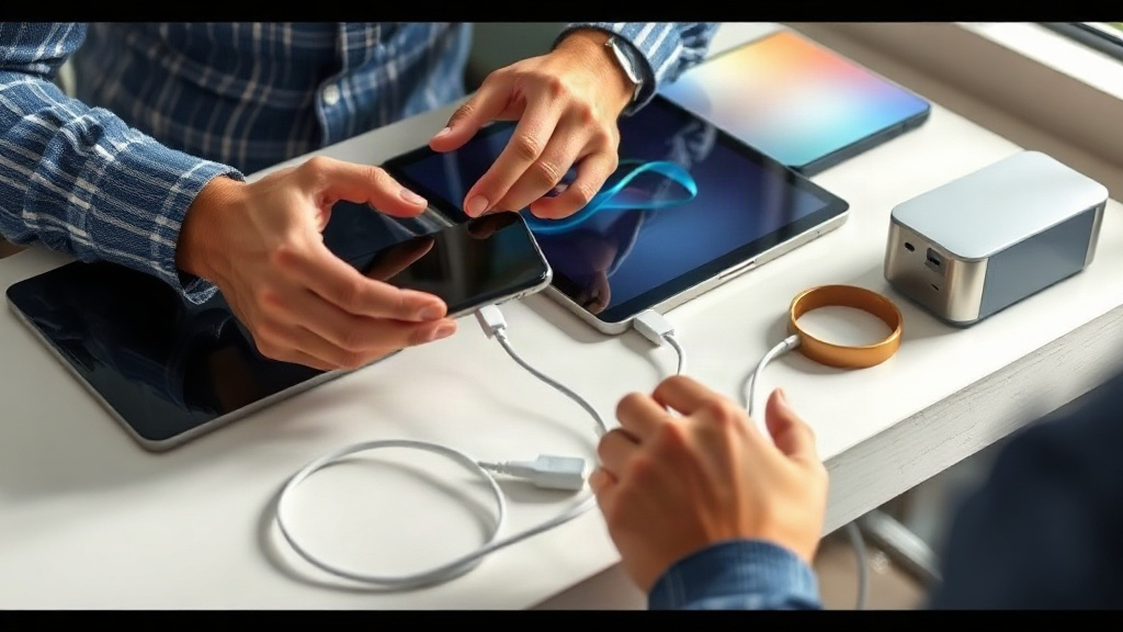 Người dùng kiểm tra cáp sạc phù hợp với điện thoại, máy tính bảng và laptop Người dùng kiểm tra cáp sạc phù hợp với điện thoại, máy tính bảng và laptop