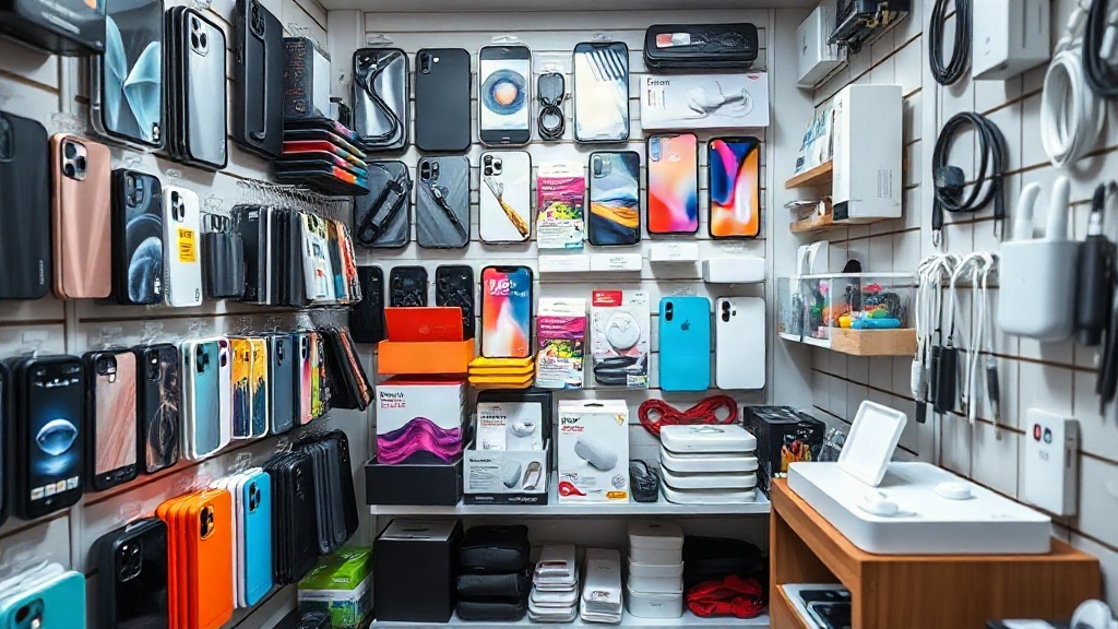 Các nhóm ốp lưng, sạc, tai nghe, pin dự phòng, giá đỡ và đầu chuyển để nhập bán